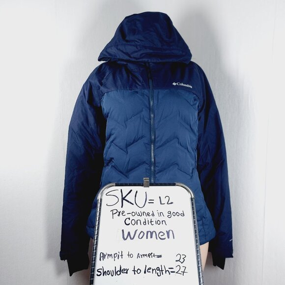 Columbia Women's Navy Blue Omni-Tech Trek Down Long Sleeve Puffer Jacket Size L - Picture 12 of 12